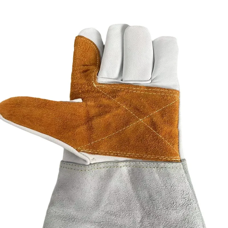 

Soft Goatskin Argon Arc Welding Gloves Wear-resistant and Heat-insulating Long Leather Welder Sheepskin Gloves