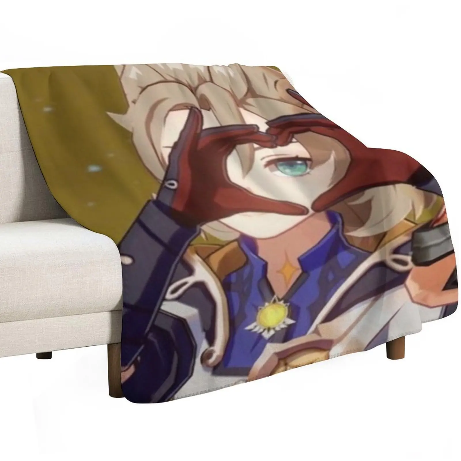 Albedo heart hand Throw Blanket Stuffeds manga valentine gift ideas Blankets For Bed anime Winter beds Blankets