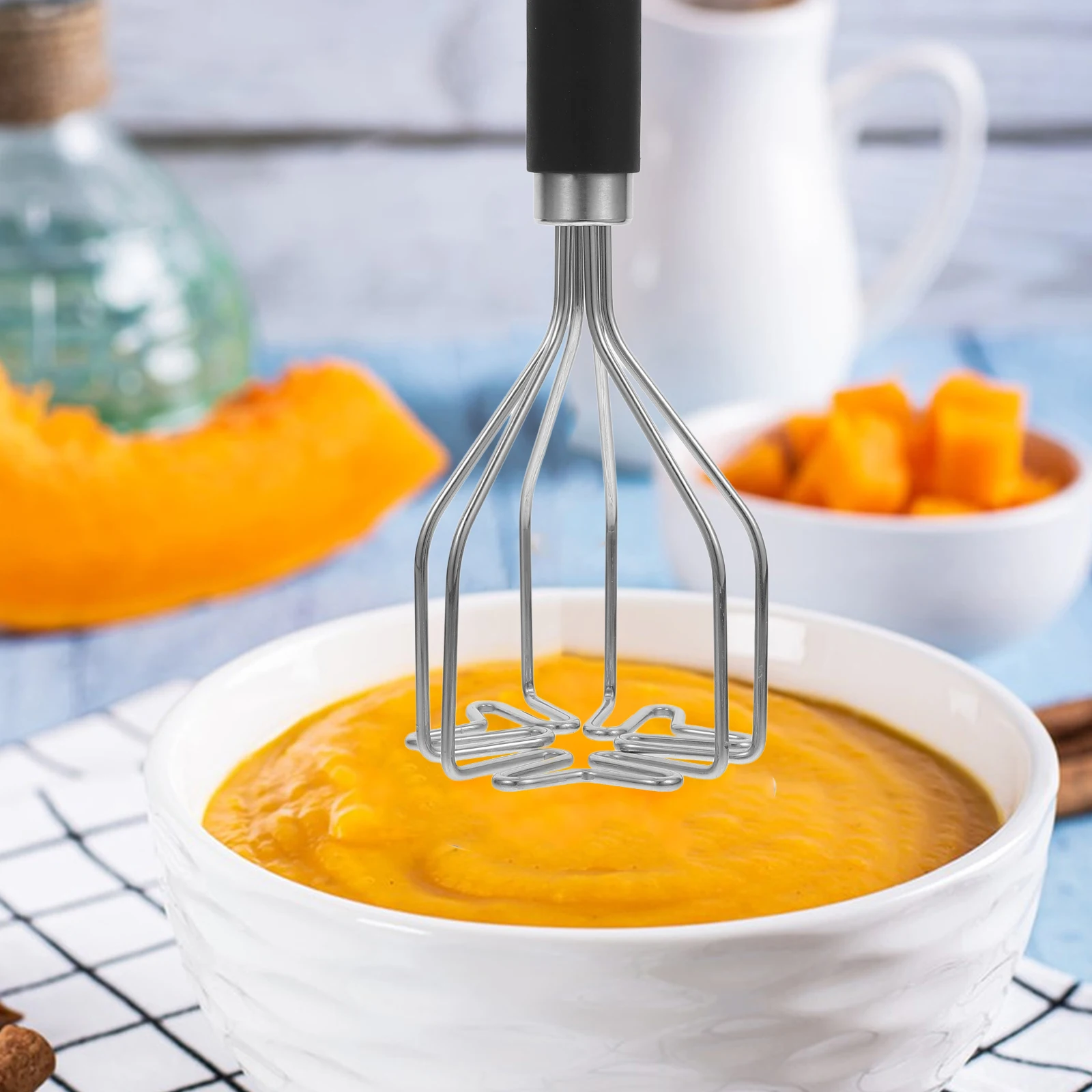 

1pc Stainless Steel Potato Heavy Duty Kitchen Tool Manual Masher For Mashed Potatoes Bean Smasher Meat Masher Mini