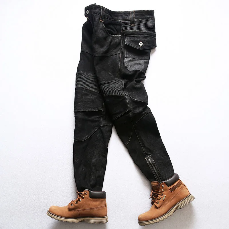 High Quality Mens Leather Pants Genuine Leather Workwear Pants