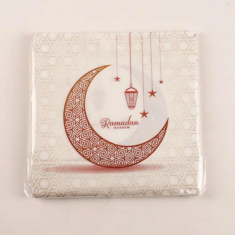 

20pcs Ramadan Kareem Napkins Eid Al Adha Moon Lantern Disposable Paper Napkin 2026 Muslim Islamic Party Home Table Decorations