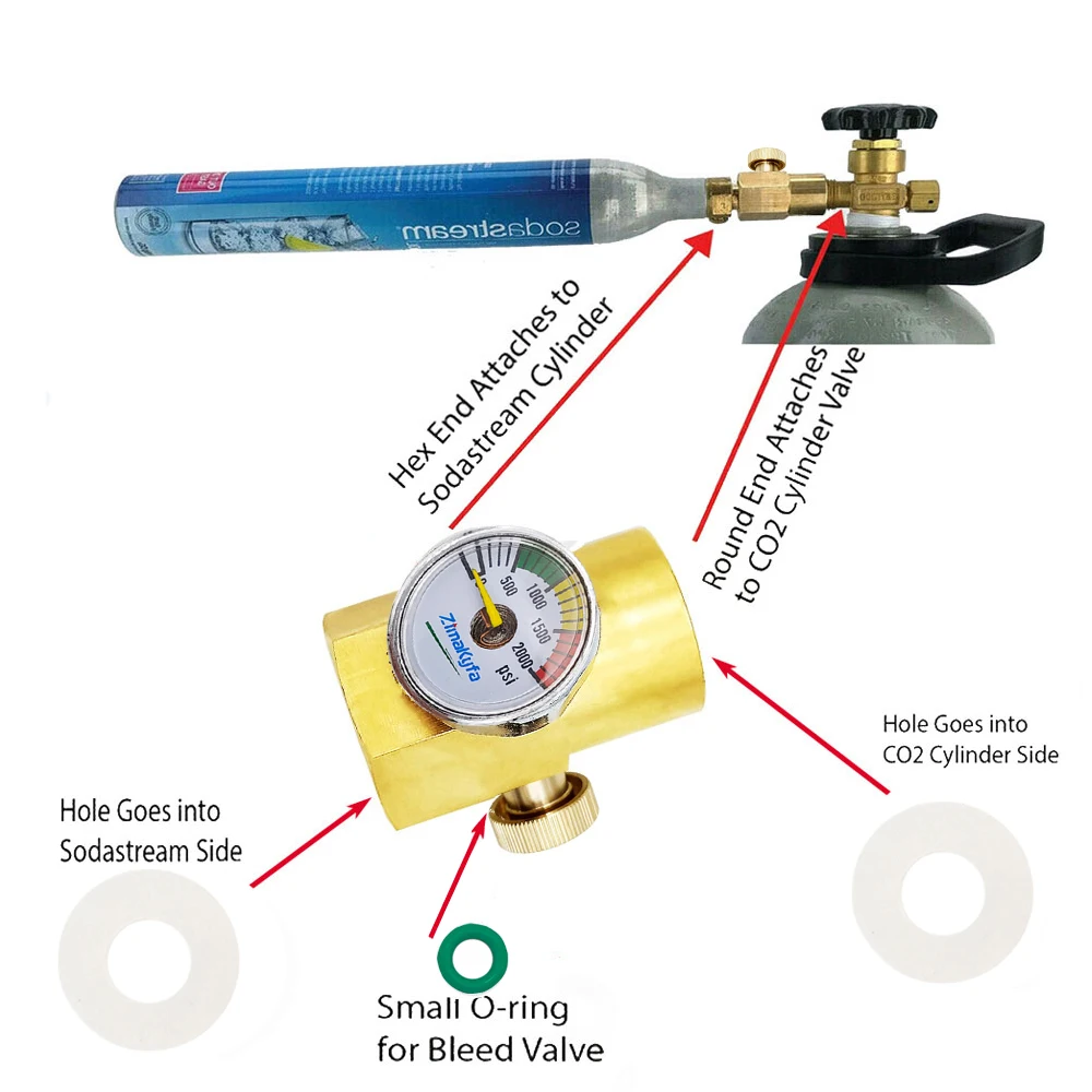 Adattatore di ricarica del contenitore del cilindro del carbonatore di CO2 per adattatore di ricarica di riempimento Sodastream con connettore W21.8-14 o CGA320 G1/2-14