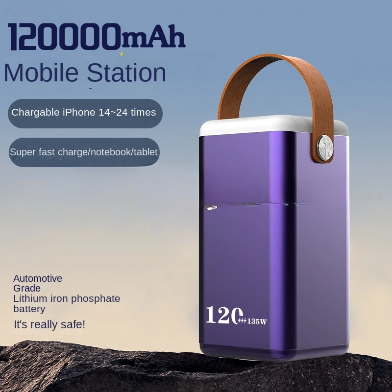 120000MAH Large Capacity Portable Power 135W High Power Energy Storage Power Supply for Laptop Outdoor Energy Storage Power Bank