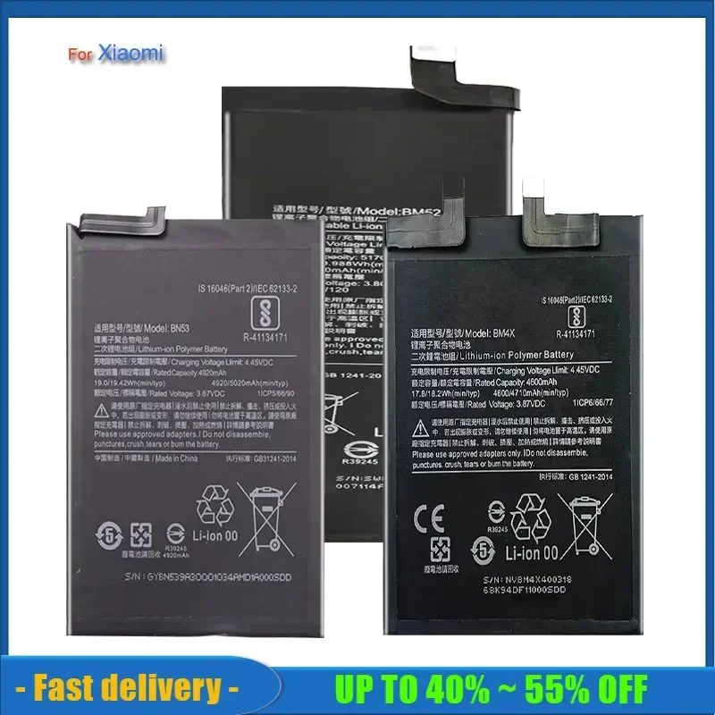 Phone Battery For Xiaomi BM21 BM22 BM31 BM32 BM33 BM34 BM35 BM36 BM37 BM38 BM39 BM46 BM47 BM48 BM49 BM50 BM51