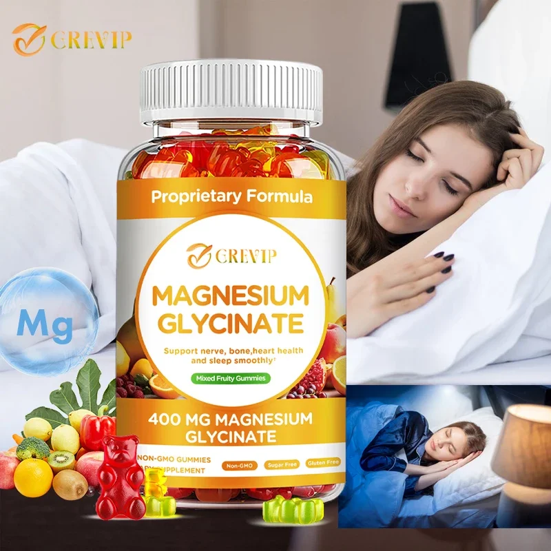 Sugar-Free Magnesium Glycinate Gummies 400 Mg - Contains Taurine, Malic Acid, and CoQ10 To Support Muscle and Bone Health