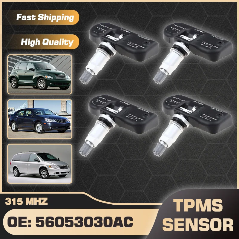 

1/4 Pcs TPMS Tire Pressure Sensor 315 MHz For Chrysler Pt Cruiser Chrysler Sebring Chrysler Town & Country 2006-2010 56053030AC