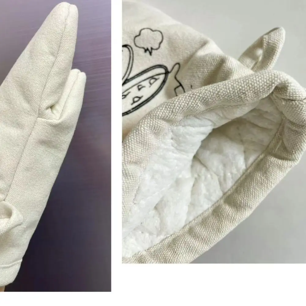 Creative Anti-scalding Oven Gloves Cotton Beige Kitchen Hand Clip Non-Slip Thickened Microwave Mitts Home