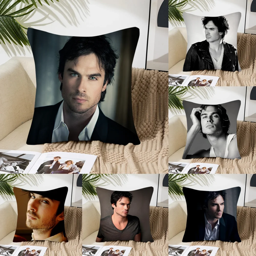 Cool Ian Somerhalder Pillow Case Fashion Square Pillowcase Bedroom Sofa Room Ins Decoration Leisure Cushion Cover 40x40