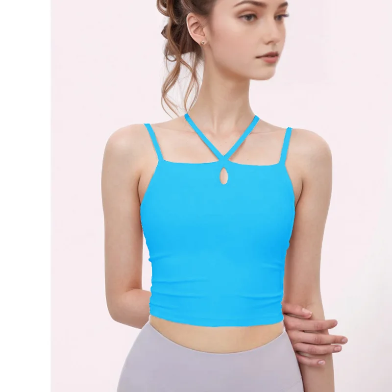 

Женский жилет для йоги в корейском стиле, высокоэластичный противоударный спортивный тренировочный костюм для фитнеса с накладкой на грудь