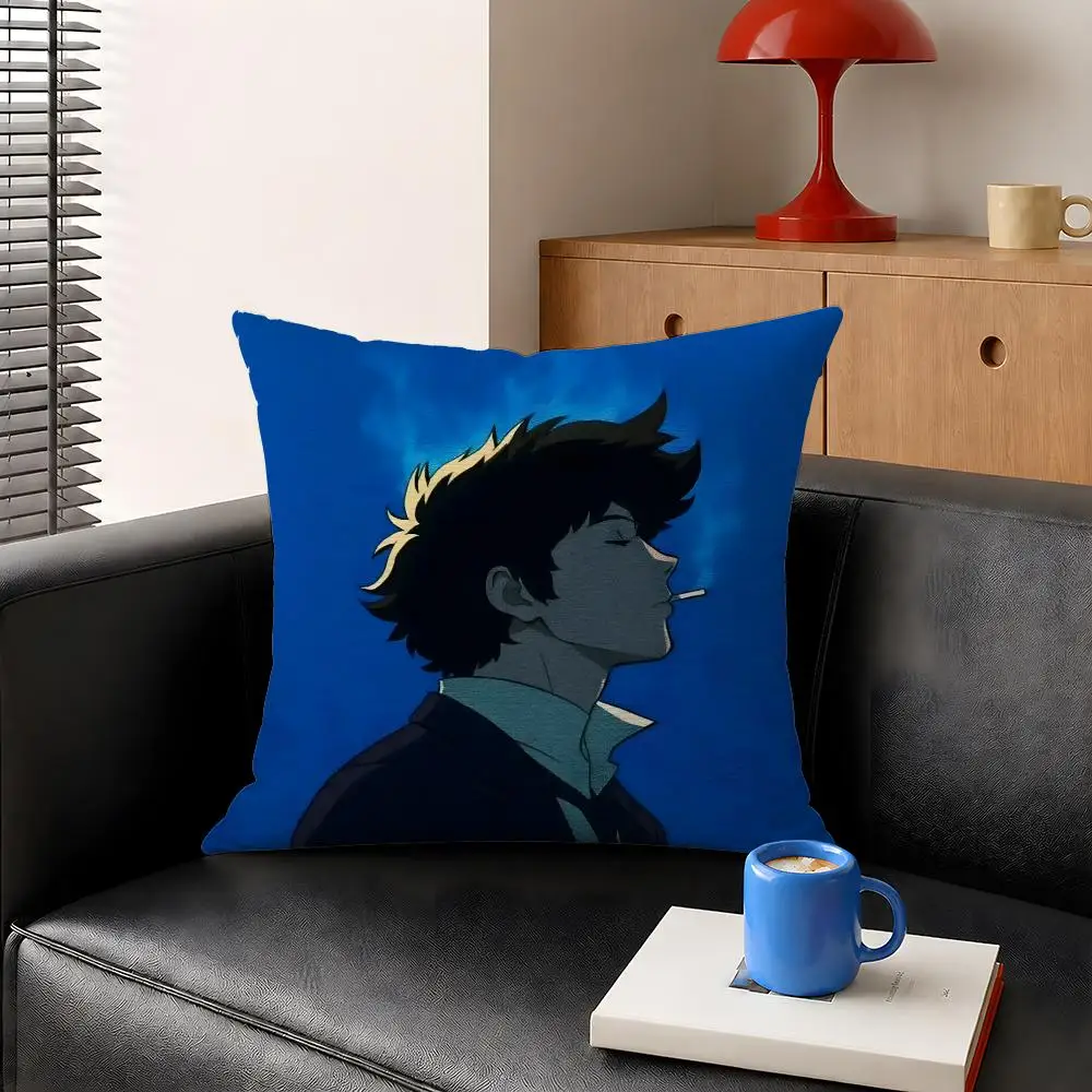 Anime Cowboy Bebop Spike Cushion Cover Decorative Pillowcase Soft Short Plush Cozy Durable Sofa Home Decor Items Gift
