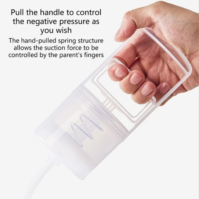 Hand Pull Baby Nose Cleaner Manual Aspirator with Soft Contact Tip, Visible Collection Chamber and Washable Design for