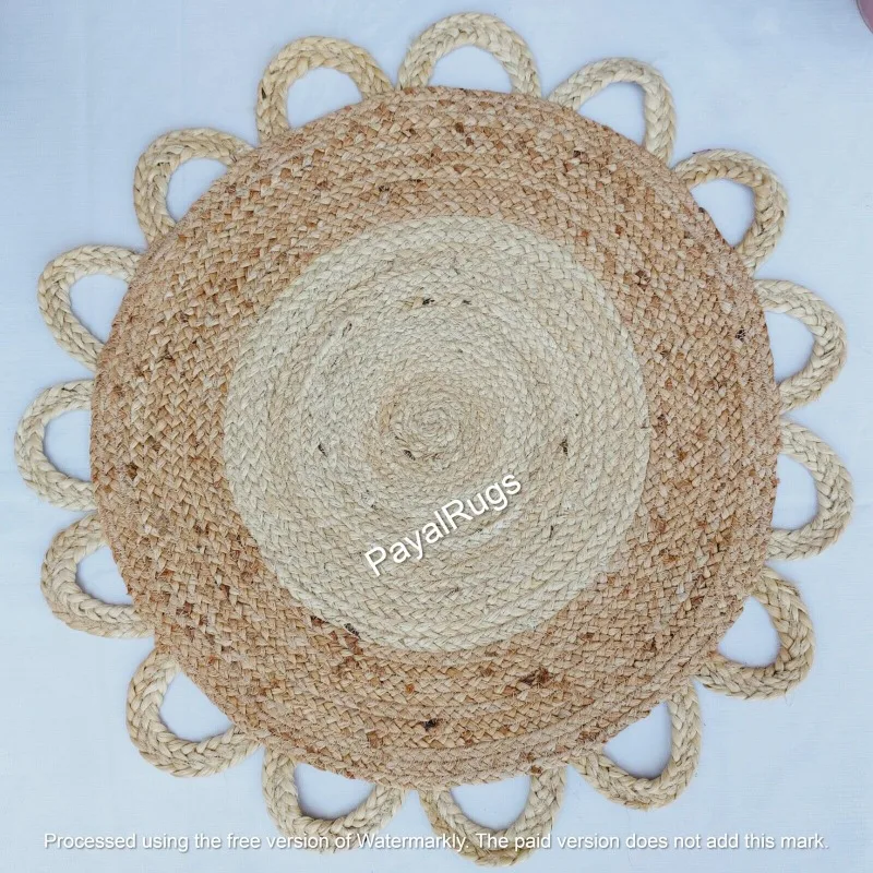 

Round Rug 100% Natural Jute Hand Braided Style Reversible