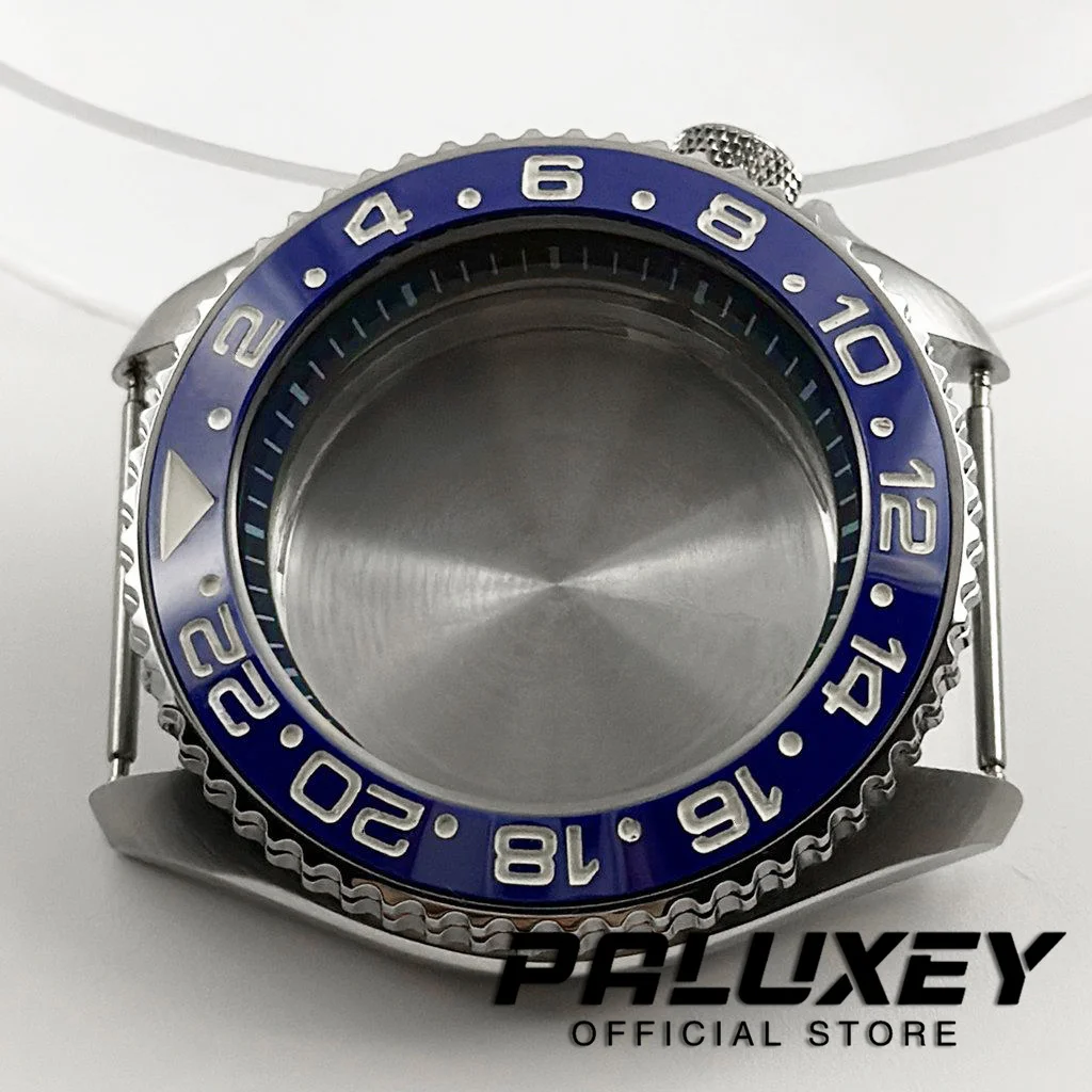 42MM 007 NH35 Koperta z niebieskim pierścieniem Koperta zegarka Pochylona ramka Dla NH34 NH35 NH36 NH38 NH70 Mechanizm 28,5 mm Mody tarczy