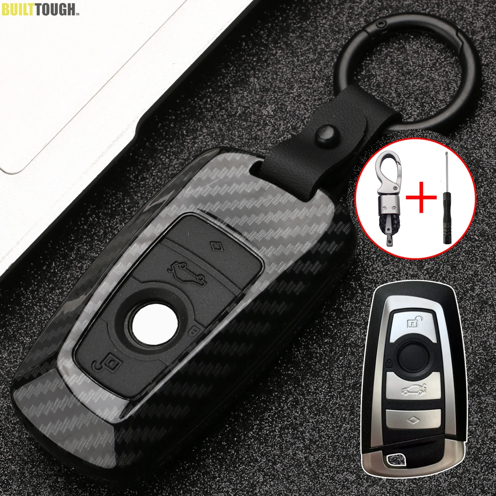 4 Button Carbon Fiber Car Smart Key Fob Shell Cover Case Skin Holder Protector For BMW 1 2 3 4 5 6 7 Series M2 F87 M3 F80 M4 F82