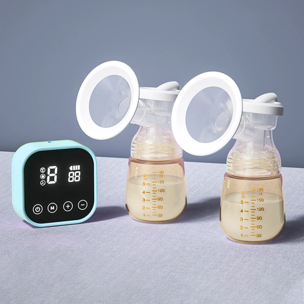 مضخة الثدي الكهربائية المريحة المزدوجة للتدليك مجموعة الحليب الذكية هادئة مثالية للأمهات الجدد
