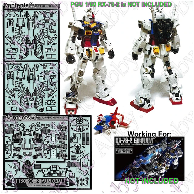 for PG 1/60 RX-78-2 2.0 Unleashed PGU Model SH Studio Detail up Add-on  Parts Photo-Etched Sheets Set SHME006PG