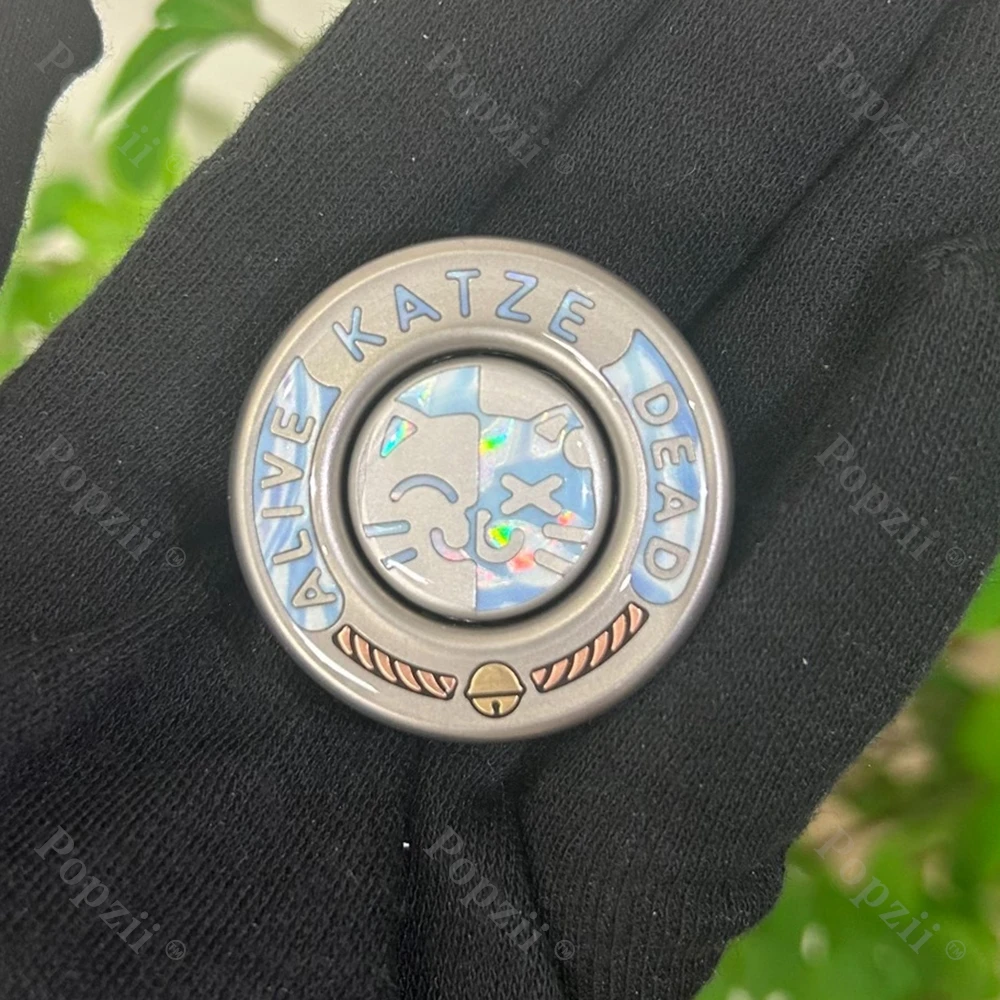 EAEDC CAT Titanium Alloy Luminous Coating Snap Coin Office Stress Relief Gadgets Adults Stress Relief Toy Decompression Toy