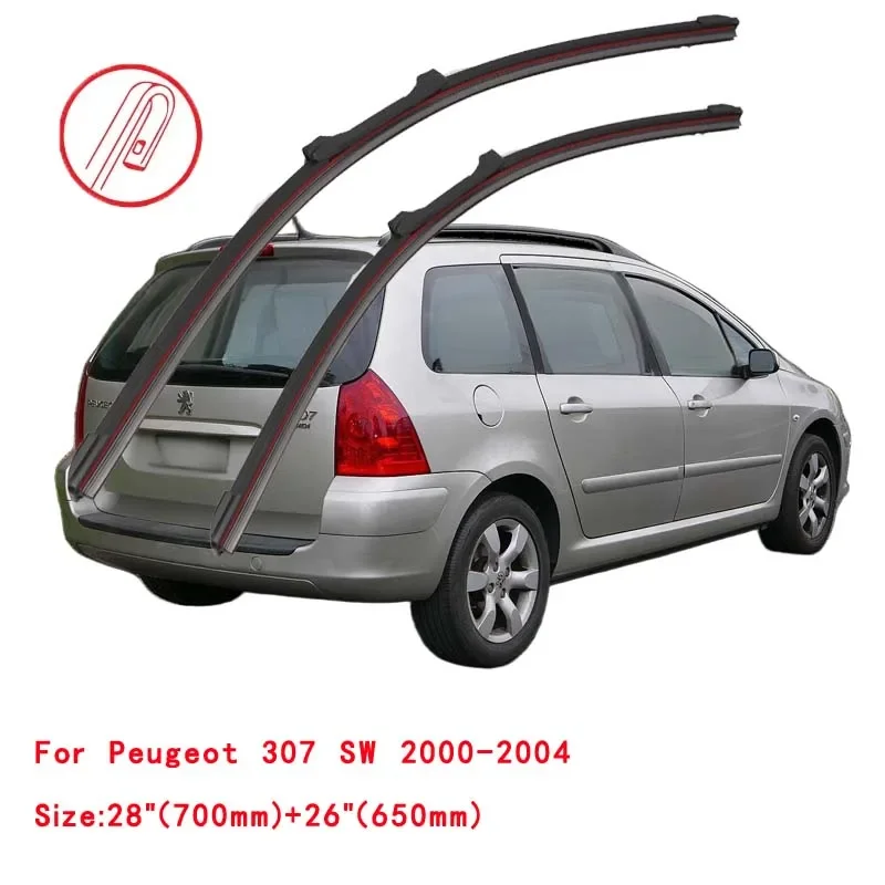 

For Peugeot 307 Hatchback Estate Convertible SW CC Break 2000-2009 Car Windshield Wiper Blade Front Windscreen Brushes Cleaning