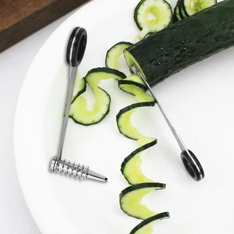 1pc Compact Convenient Practical Spiral Slicer Blade Vegetable Spiral Knife Kitchen Tool Stainless Steel Curler Handheld Kitchen