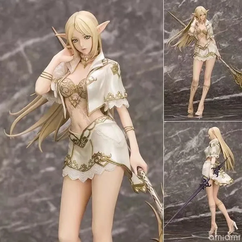Lineageⅱ Elf 1/7 Anime-Figur Weißer Elf/Drow-Mädchen-Magier PVC-Actionfiguren Sammlermodell Schreibtischdekoration Trendige Spielzeuggeschenke
