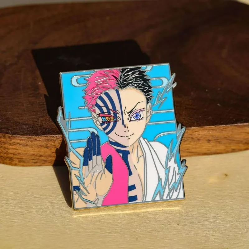 Demon Slayer Kimetsu no Yaiba Akaza (Hakuji) Enamel Pin, Upper Moon 3 Metal Brooch Badge, Anime Backpack Decoration Accessory