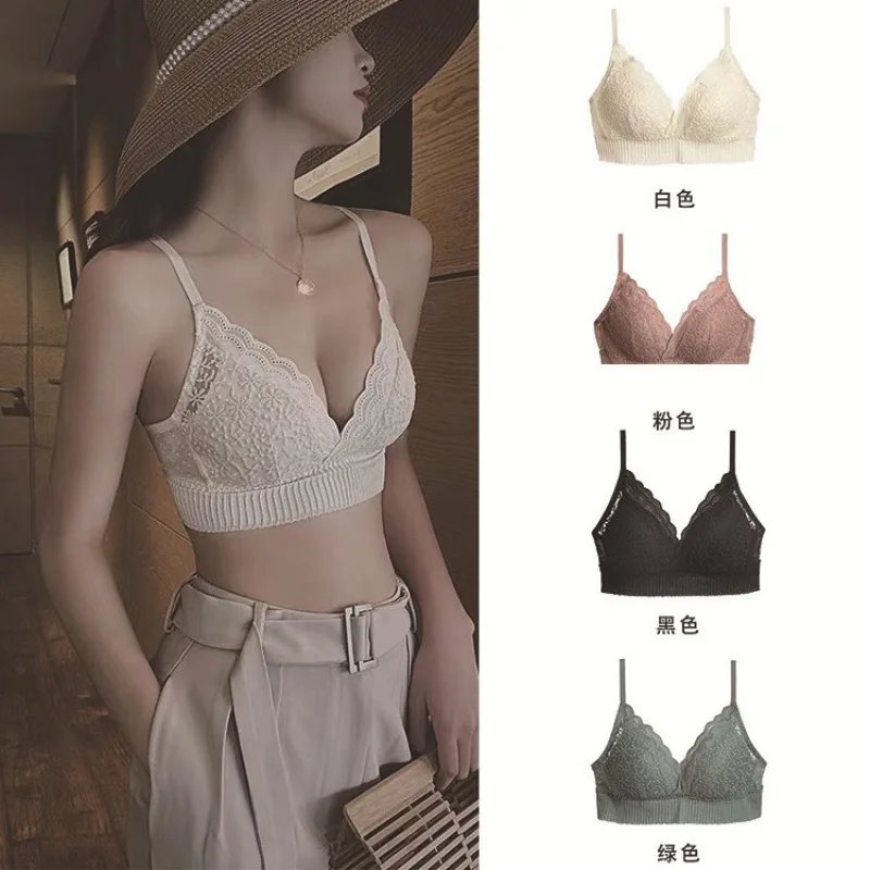 

Нижнее белье для девочек из французского кружева, бюстгальтер чистого желания без стальных колец и маленькой груди, делает вас выглядит большой, без следов и тонкой.