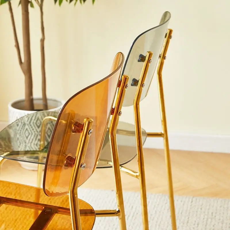 Plastic Design Computer Dining Chair Kitchen Dressing Backrest Transparent Living Chair Salon Metal Chaise Kitchen Furniture BZ