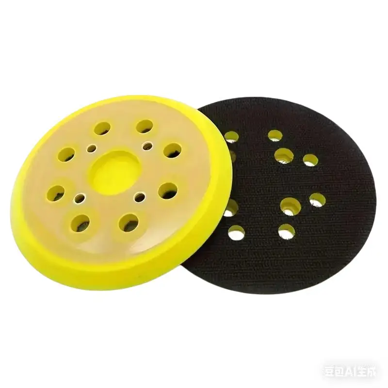

1Pc 5 Inch 8-Hole Silicone Sanding Pad, Hook and Loop Backing, Dual-Layer Flexible Surface, Fits Random Orbital Sanders (Yellow