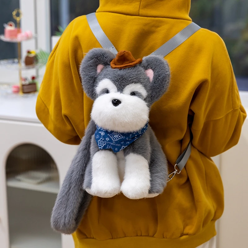 Zaino Schnauzer Dog Fox Borsa a tracolla con decorazione alla moda super morbida per bambini Animali dei cartoni animati Bambole Regalo di Natale di Halloween