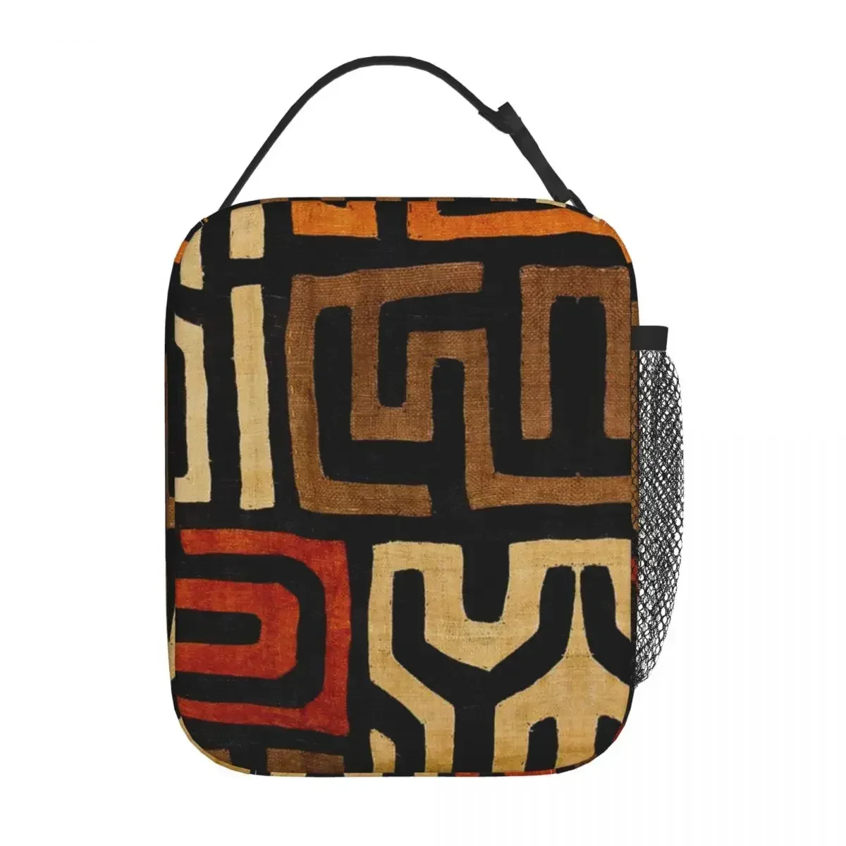 African Fabric Art Insulated Lunch Bag Thermal Lunch Container Ancient Large Lunch Box Tote for Men Women Work Outdoor