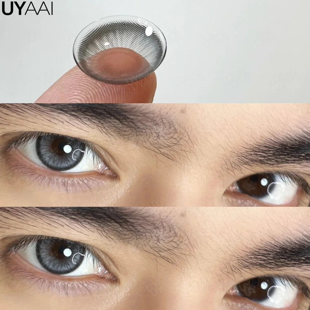UYAAI 1 Paar blau gefärbte Linsen, schöne grüne Augenfarblinsen, graue Linsen, koreanische Linsen, natürliche braune Linsen, Make-up-grüne Linsen – Detail 20