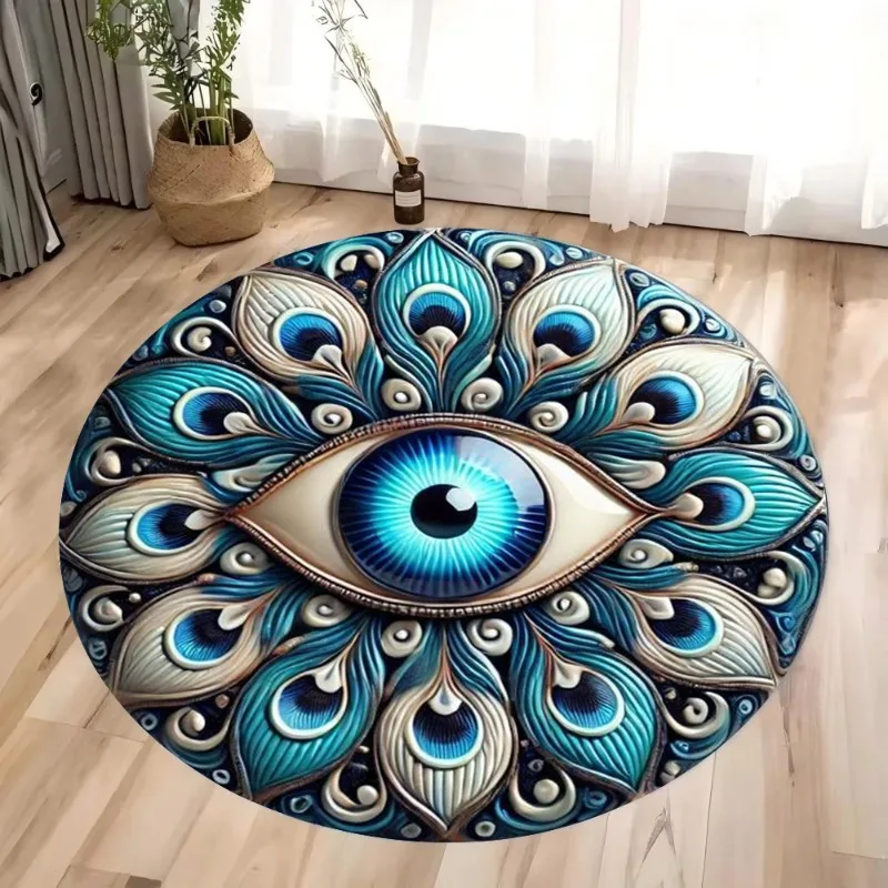 Baum des Lebens Teppichmatte Teppich Bunte Blätter Mystic Eye 3D-Effekt Modernes Wohnzimmer Heimdekoration Rutschfeste weiche Bodenmatte Schlafzimmer