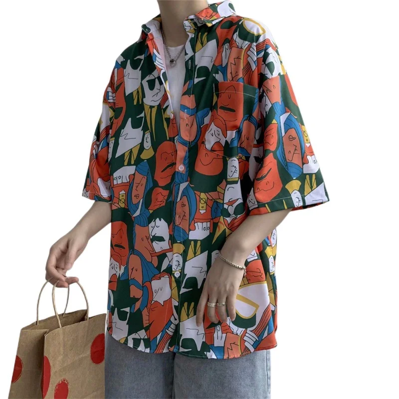 Camisa de manga corta con estampado Floral para hombre, ropa de calle informal hawaiana Retro, ropa de playa de gran tamaño, ropa Vintage de verano,