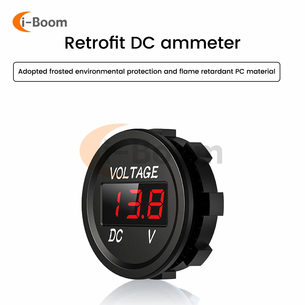 Mini Round Waterproof Motorboat Motorcycle DC 5V-48V LED Panel Digital Voltmeter Tester Monitor Display Voltmeter