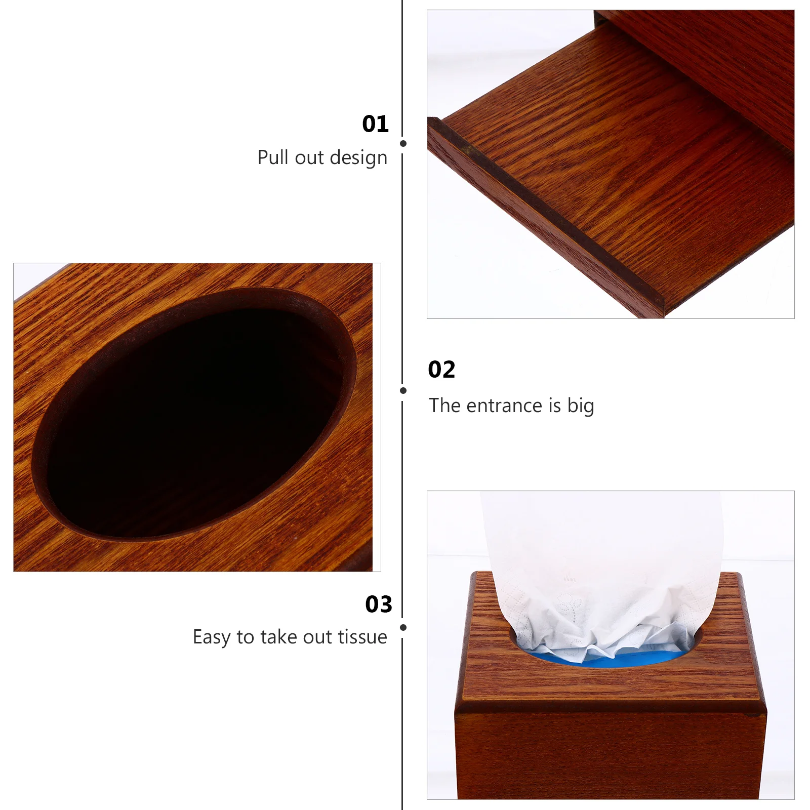 

1Pcs Wooden Tissue Box Napkin Container Retro Style Desktop Storage Box for Home Living Room Paper Holder Napkin Case