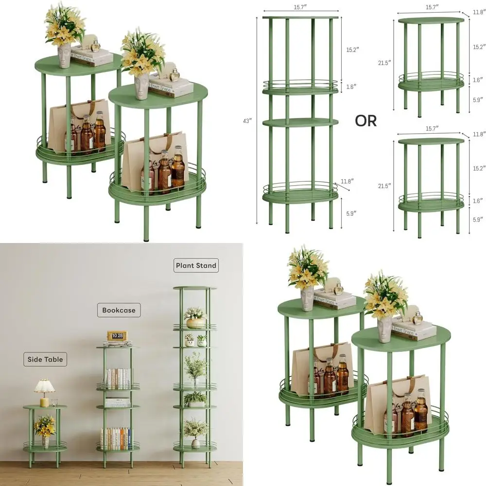 

Компактный набор из 2-х зеленых современных круглых приставных столиков с местом для хранения, идеально подходящий для небольших помещений, включая гостиную, спальню и детскую.