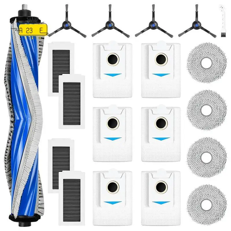 

Запасные части A23E для робота-пылесоса Ecovacs Deebot X5 Omni: основная и боковые щетки, HEPA-фильтр, салфетка для влажной уборки, мешки для сбора пыли