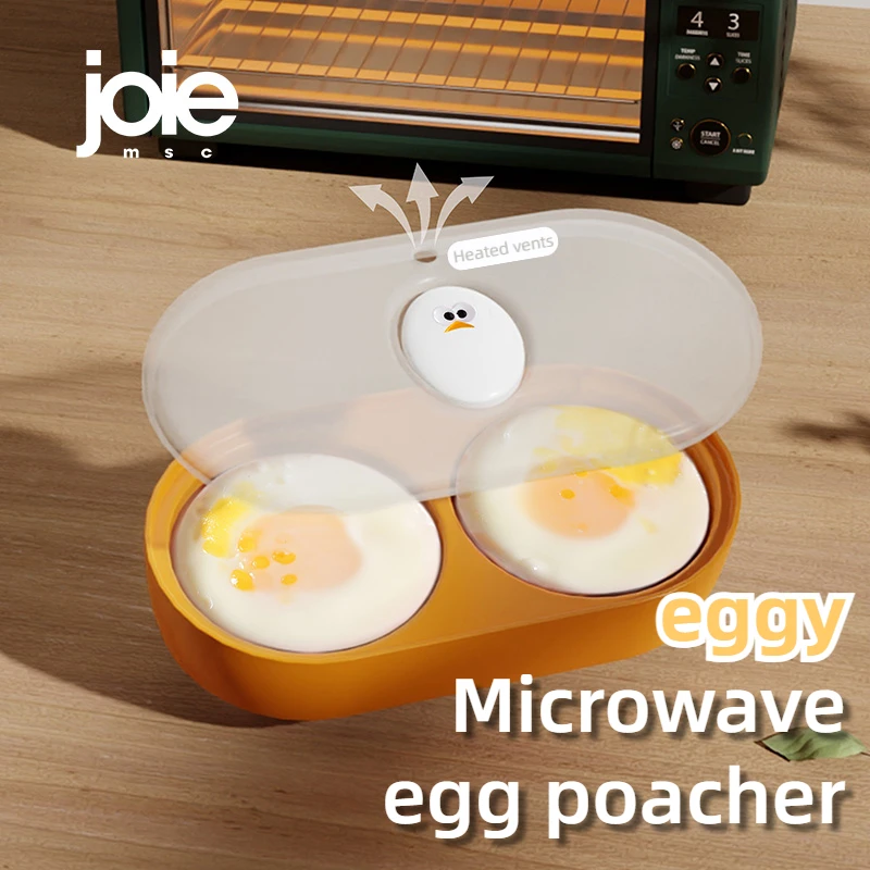 Joie Double Microwave Egg Poacher Bowl Microwave Oven Egg Cooker Egg Mold Fried Egg Box Breakfast Steamed Egg Box Egg Tools