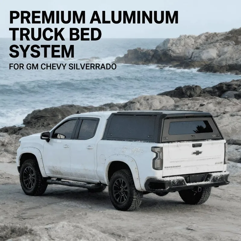 Cubierta para Camioneta 4x4, Accesorios Todoterreno, Toldo de Aleación de Aluminio para Camioneta CHEVY SILVERADO 1500 2019+ 5.8FT con Rambox