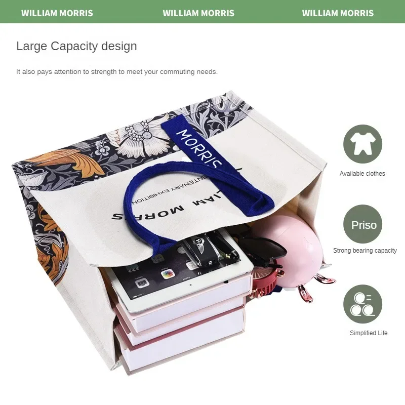 Floral Print Canvas Tote Bags for Women 2024 Fashion Streamer Luxury Handbag Large Capacity Waterproof Canvas Shopping Bag