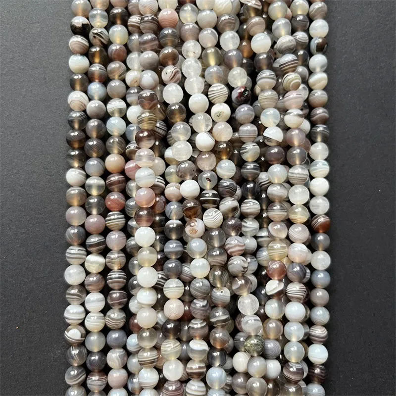 6mm Persian Gulf Agate Botswana Onyx Natural Stone Beads with Line Silk Strip Gemstone Mineral Jewelry Bracelet Making DIY