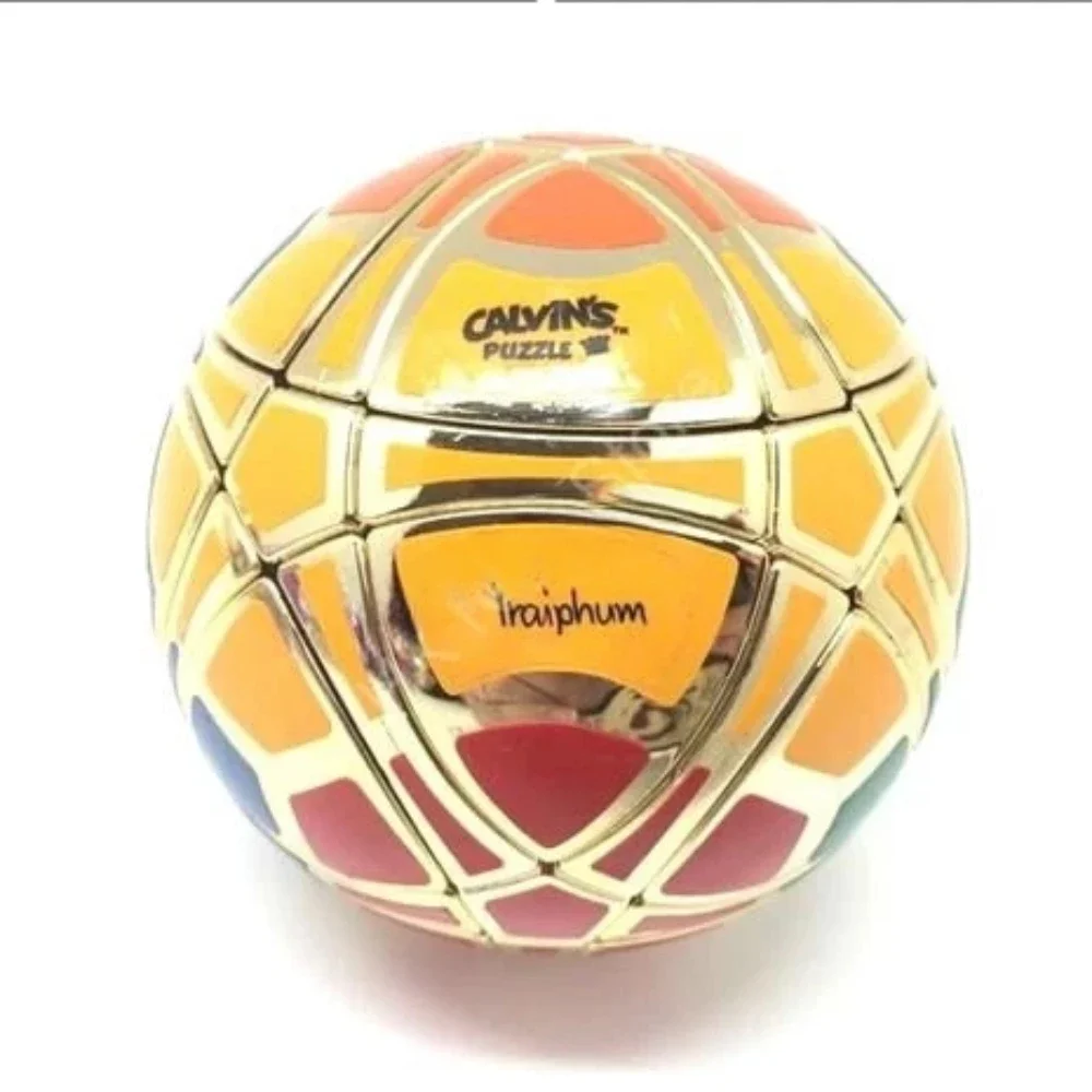 

Calvin's Puzzle Traiphum Megaminx Ball Limited Edition Metallized Gold with 6 Color DIY Stickers Children's Educational Toy