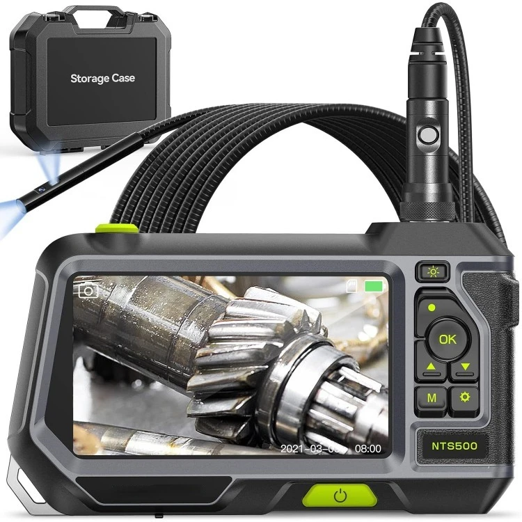 NTS500 Industrial Waterproof Borescope Inspection Camera with 0.21in Front & Side-View Double Lens with 9.8FT Probe