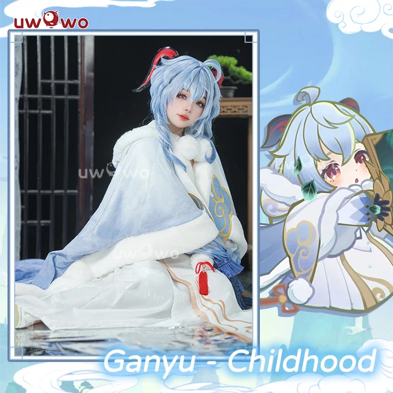 SN55IN STOCK UWOWO Genshin Impact Ganyu الطفولة Ver. عباءة معطف تأثيري حلي $5Q@1