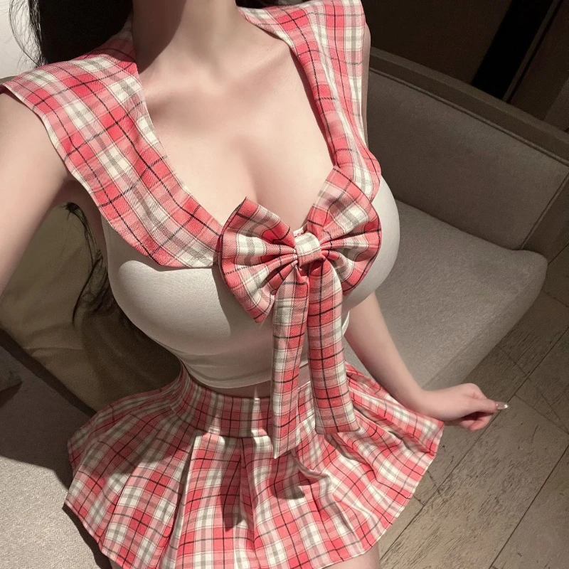 اليابانية Kawaii JK طالب موحدة إغراء الساخن مثير القوس بحار طوق أعلى منقوشة تنورة قصيرة تأثيري كلية تلميذة ازياء #1