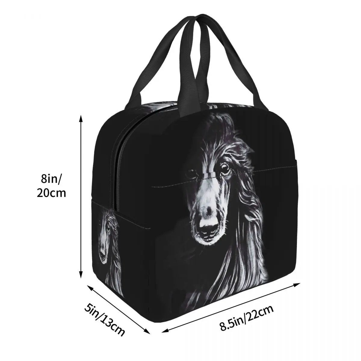 Afghan In Shadows Black Afghan Hound Lunch Bags Insulated Bento Box Lunch Tote Resuable Picnic Bags Cooler Thermal Bag for Woman