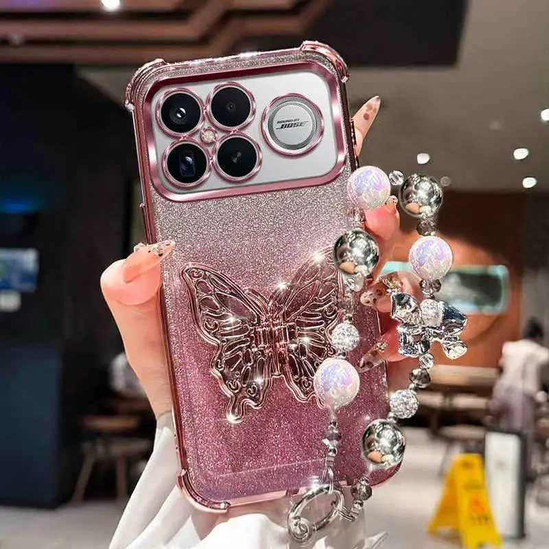 

3D держатель-бабочка браслет покрытие чехол для Xiaomi Poco F8 F7 Ultra F6 Pro противоударный силиконовый чехол