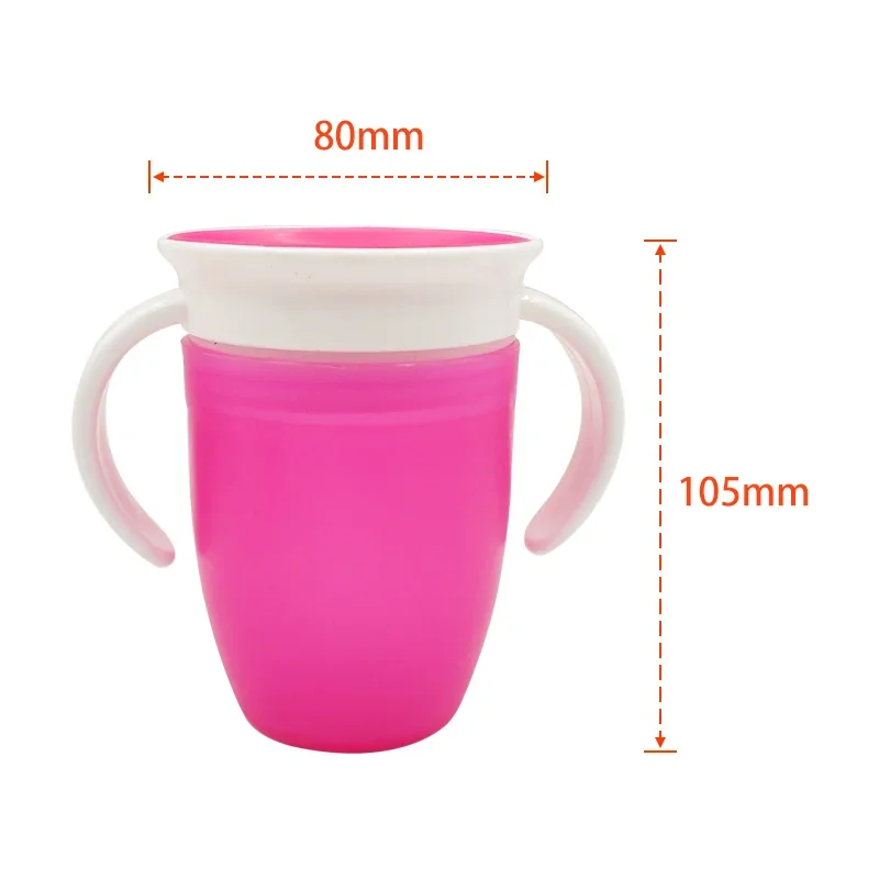 Botella de agua a prueba de fugas para bebé, vaso mágico para aprender a beber, 240ml, 360 grados