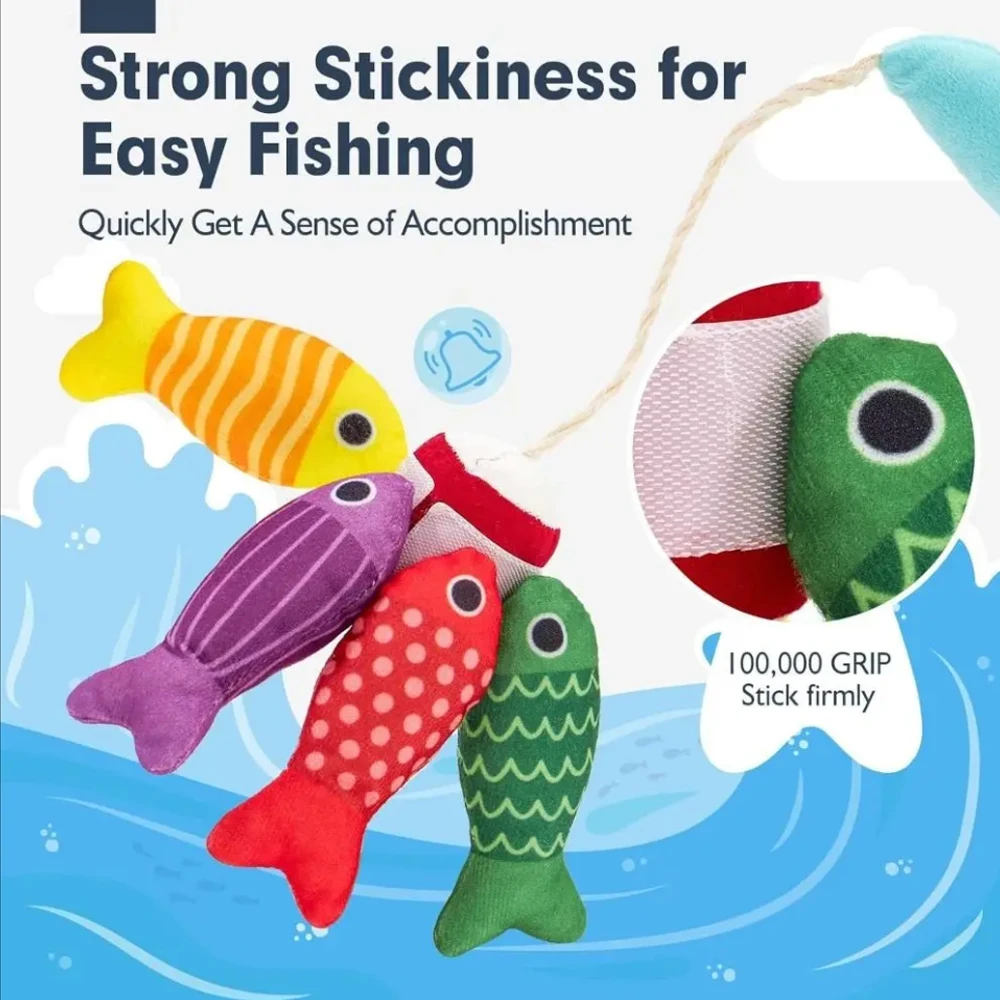 Montessori Toy for Todders Cloth Fishing Game with Stacking Cups Color Sorting Early Education Toy Number Counting Math Toy Gift