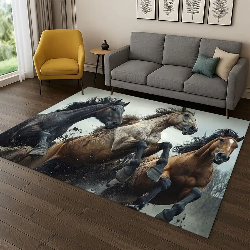 Horse Pentium Steed Animal Cartoon Carpet Rug for Bedroom Living Room Sofa Playroom Doormat Home Decor,Kid Area Rug Non-slip